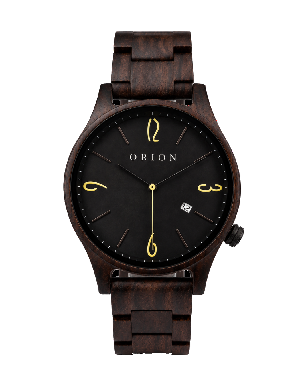 Orion Aurum – Herrenuhr aus Holz mit goldenen Ziffern