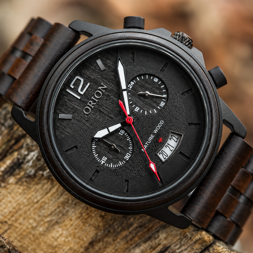 Orion Chrono – Herren-Chronograph aus Holz in Schwarz
