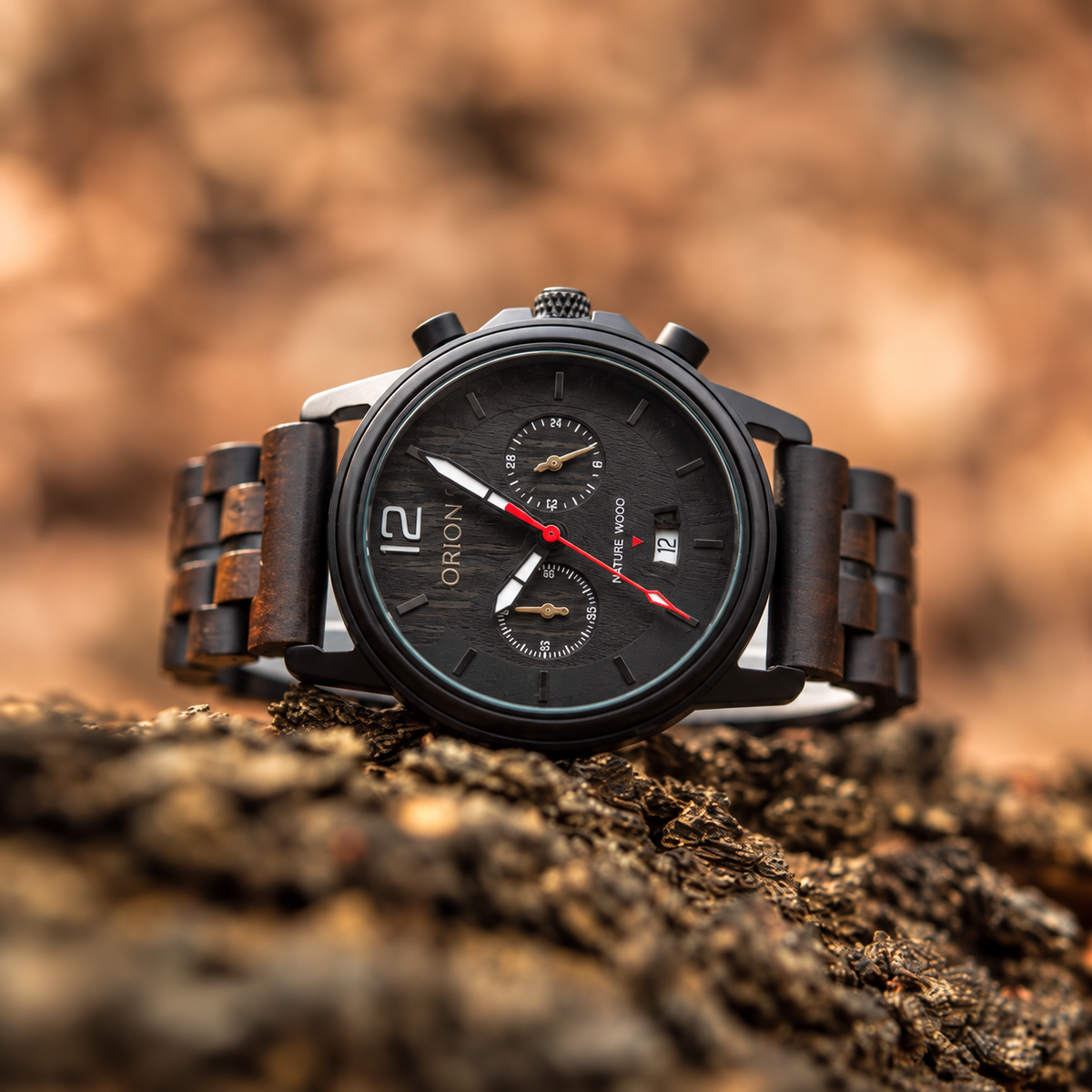 Orion Chrono – Herren-Chronograph aus Holz in Schwarz