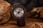 Orion Mars – Automatik-Herrenuhr aus rotem Sandelholz mit Skelett-Zifferblatt