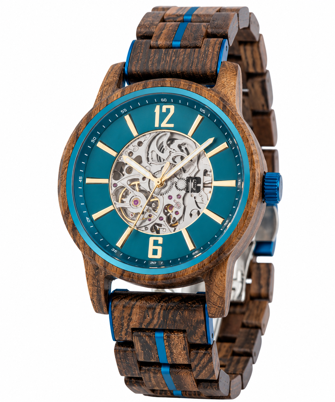 Orion Neptun – Automatik-Herrenuhr aus Holz mit Skelett-Zifferblatt