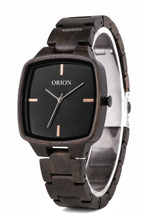 Orion Noir – Herrenuhr aus Holz, eckiges Gehäuse in Schwarz