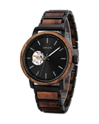 Orion Polaris – Automatik-Herrenuhr aus Tigerwood mit offener Unruh