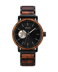 Orion Polaris – Automatik-Herrenuhr aus Tigerwood mit offener Unruh