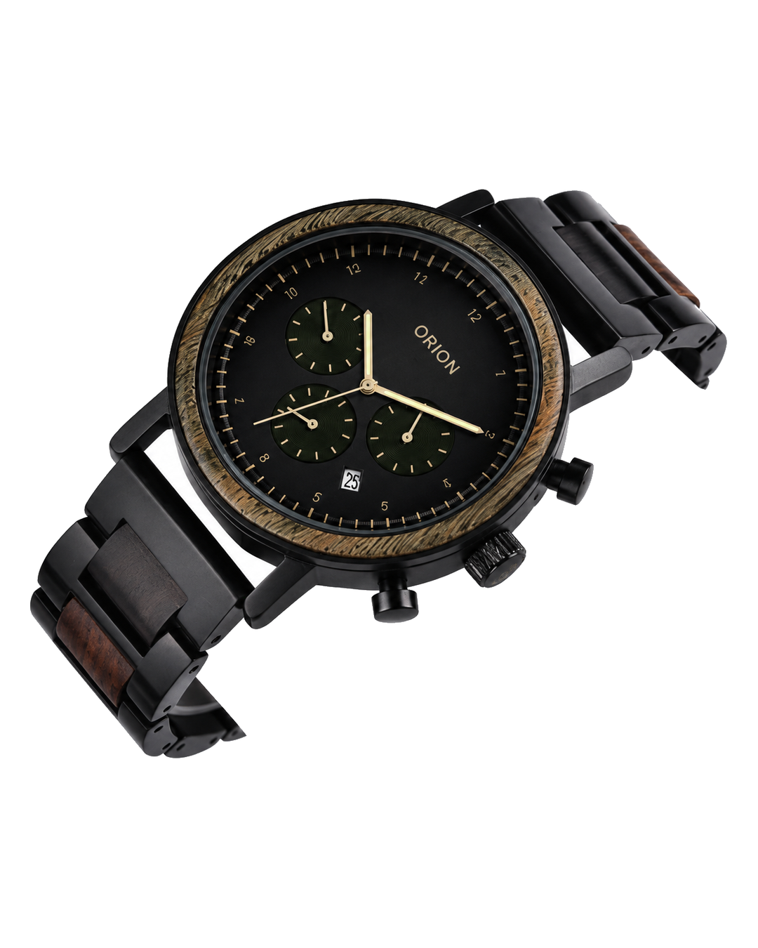 Orion Vega – Herren-Chronograph aus Holz mit grünen Totalisatoren