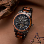 Orion Vertex – Automatik-Herrenuhr aus Holz mit Skelett-Zifferblatt