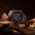 Orion Vertex – Automatik-Herrenuhr aus Holz mit Skelett-Zifferblatt
